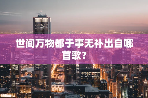 世间万物都于事无补出自哪首歌？