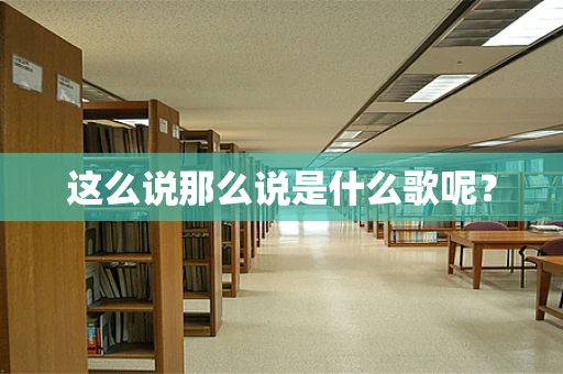 这么说那么说是什么歌呢？