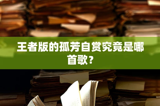 王者版的孤芳自赏究竟是哪首歌？