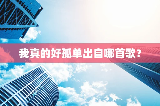 我真的好孤单出自哪首歌？
