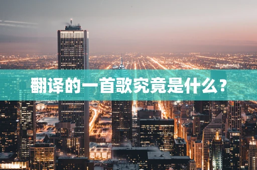 翻译的一首歌究竟是什么？