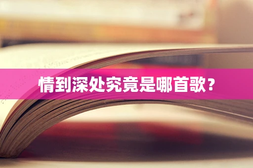 情到深处究竟是哪首歌？