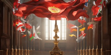 放国际歌时要放什么旗子呢？